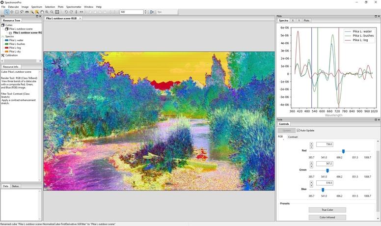 Spectronon hyperspectral imaging software screen shot image of outdoor scene