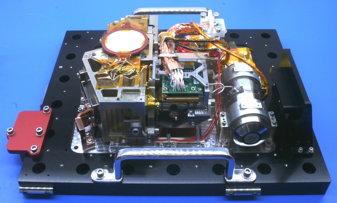 Figure 1: The ARCSTONE space flight hyperspectral instrument mounted in the fixture used for transport and testing.