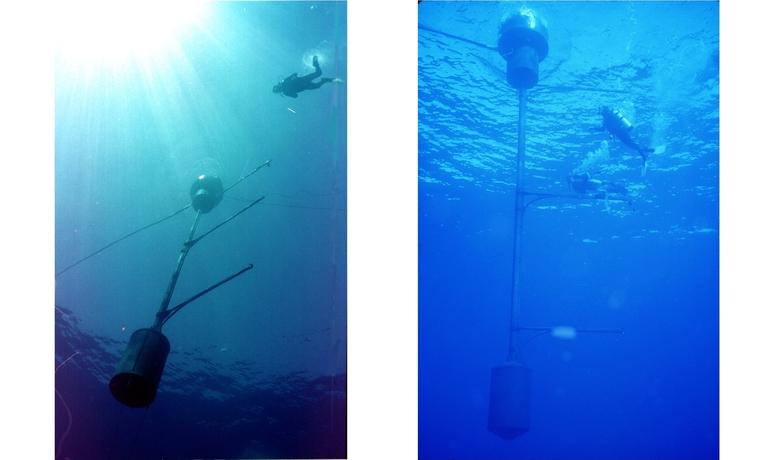 The Marine Optical Buoy (MOBY) collects upwelling and downwelling irradiance in the open ocean for vicarious calibration