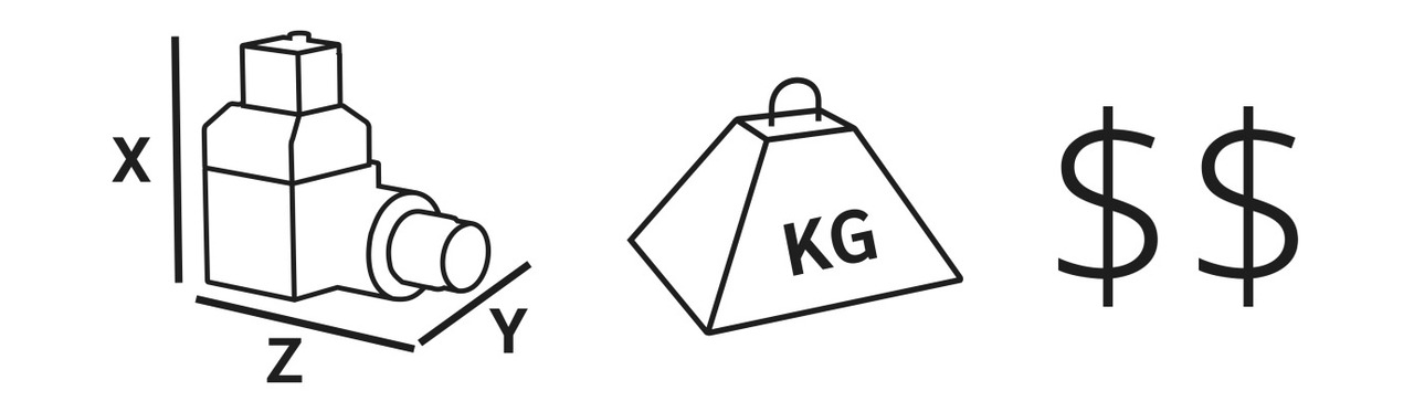 Figure 5: Size, mass, and cost are easily available in camera datasheets and quotes.